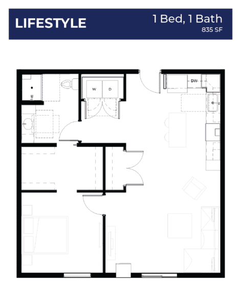 one bedroom apartment at ENVY
